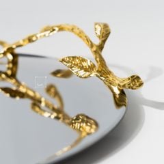 Khay Inox Đựng Tách Trà Phong Cách Hoa Châu Âu