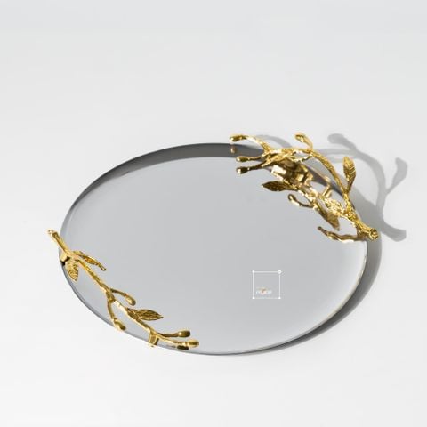 Khay Inox Đựng Tách Trà Phong Cách Hoa Châu Âu