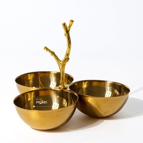 Đồ Decor Để Bàn Tiệc Bộ Đĩa 3 Ngăn Kim Loại