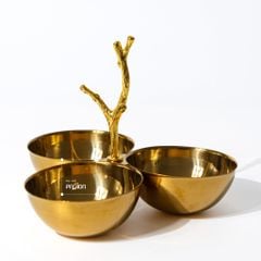 Đồ Decor Để Bàn Tiệc Bộ Đĩa 3 Ngăn Kim Loại