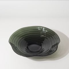Đĩa Đựng Trái Cây Thủy Tinh Đế Dày Gợn Sóng