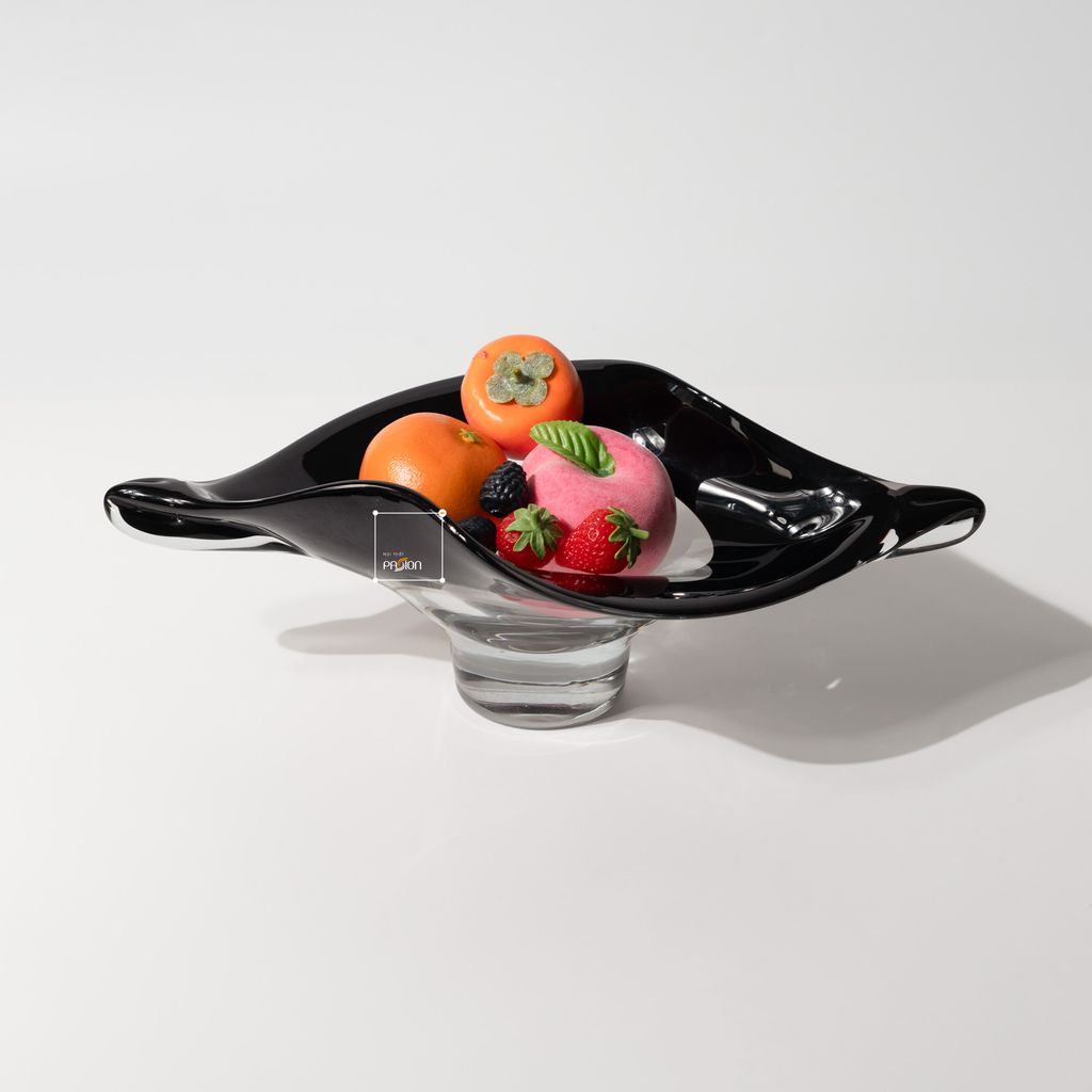 Dĩa Thủy Tinh Chân Cao Đế Dày Trang Trí Bàn Tiệc Hình Chiếc Lá