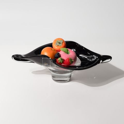 Dĩa Thủy Tinh Chân Cao Đế Dày Trang Trí Bàn Tiệc Hình Chiếc Lá