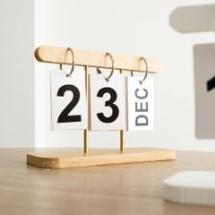 Lịch Decor Ngày Tháng Tự Lật Bằng Gỗ