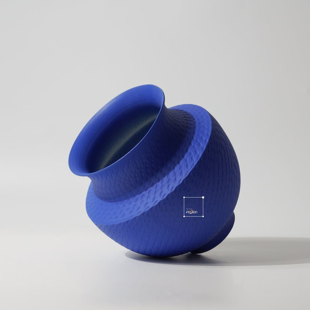 Bình Hoa Gốm Thủ Công Xanh Trắng Nghệ Thuật Hiện Đại