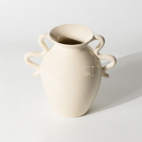 Bình Gốm Minimalist Tay Xoắn Bắc Âu