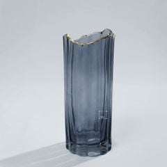 Bình Hoa Thủy Tinh Gợn Sóng Viền Vàng LUCE