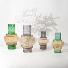 Bình Hoa Thủy Tinh Màu Gradient Xanh Nâu Bụng Phân Tầng
