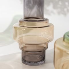 Bình Hoa Thủy Tinh Màu Gradient Xanh Nâu Bụng Phân Tầng