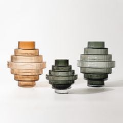 Bình Hoa Thủy Tinh Nâu Phong Cách Tháp Tầng