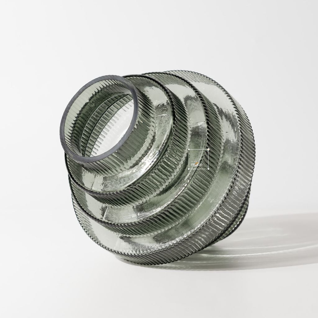 Bình Hoa Thủy Tinh Nâu Phong Cách Tháp Tầng