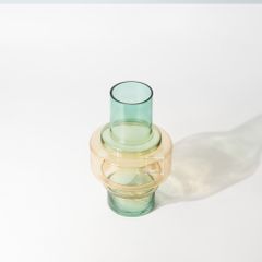 Bình Hoa Thủy Tinh Màu Gradient Xanh Nâu Bụng Phân Tầng