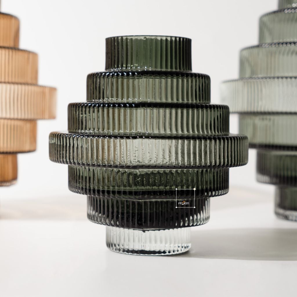 Bình Hoa Thủy Tinh Nâu Phong Cách Tháp Tầng