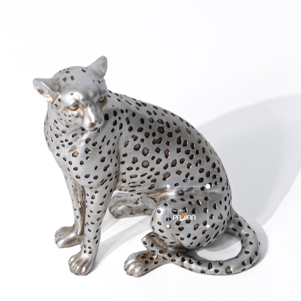 Tượng Báo Jaguar Màu Bạc Trang Trí