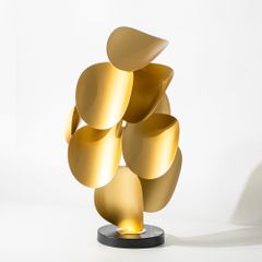 Tượng Trang Trí Bằng Kim Loại Lá Tròn Xếp Tầng Mô Hình