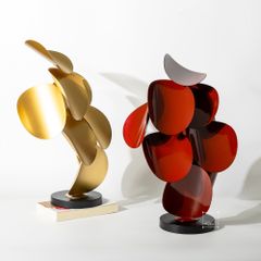 Tượng Trang Trí Bằng Kim Loại Lá Tròn Xếp Tầng Mô Hình