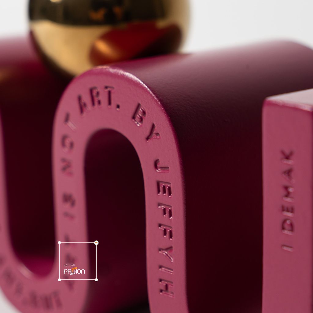 Đồ Trang Trí Hình Học Cong Trừu Tượng Phối Bóng Vàng