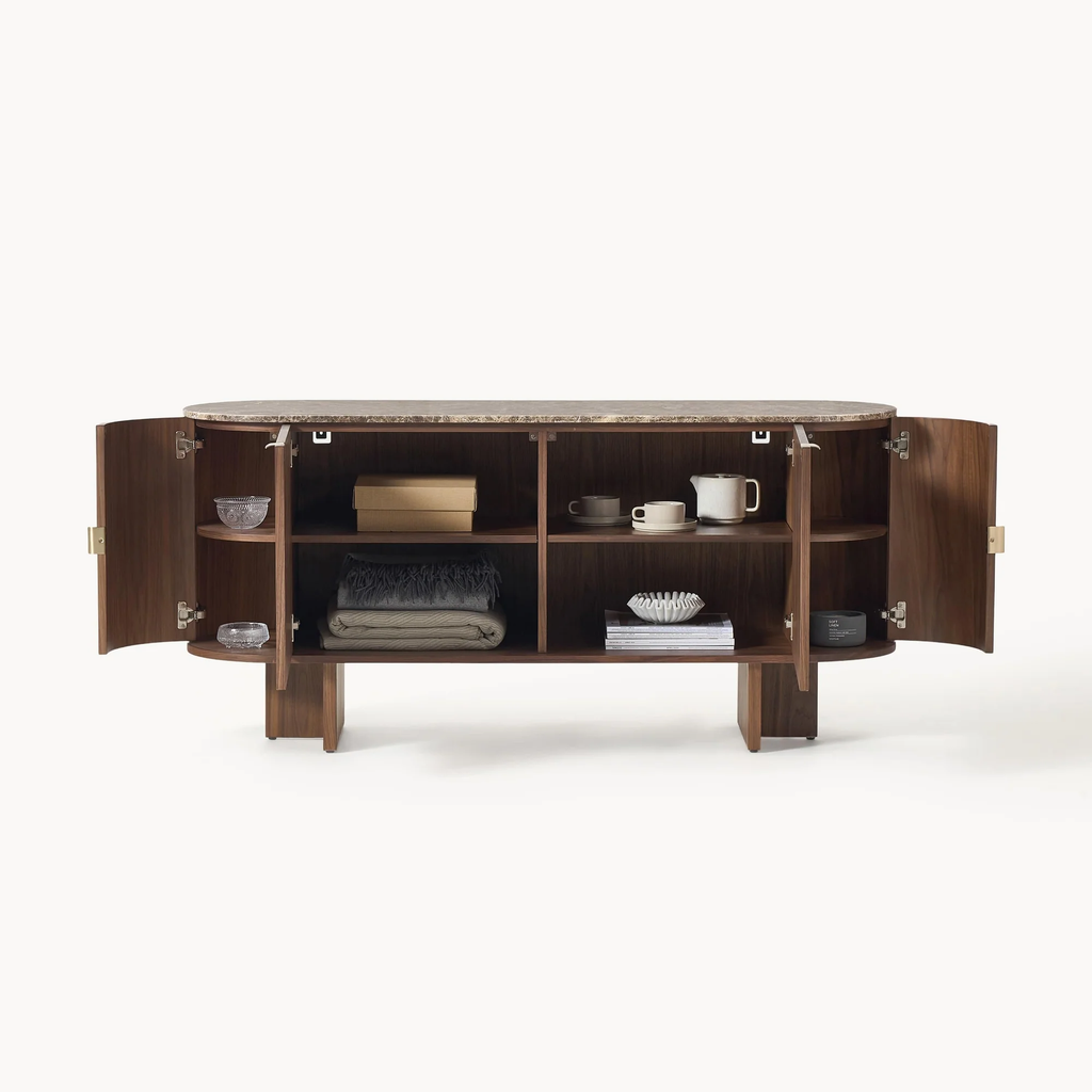 Tủ Console Mặt Đá Bo Tròn Sang Trọng Luna