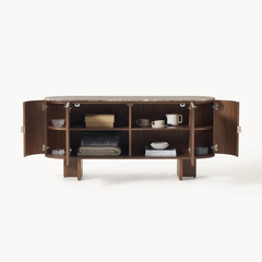 Tủ Console Mặt Đá Bo Tròn Sang Trọng Luna