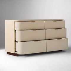 Tủ Gỗ Quần Áo 6 Ngăn Kéo Bo Góc Premium Luna Cream