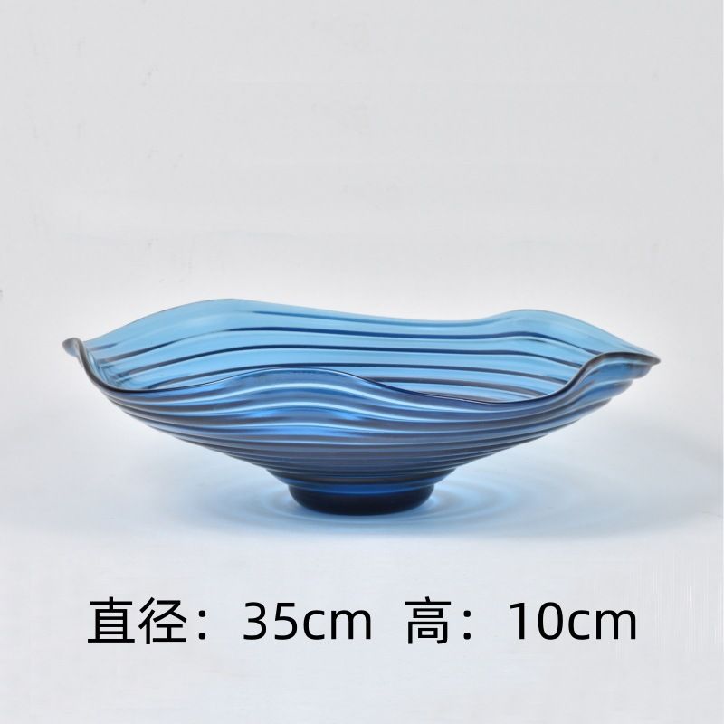 Đĩa Đựng Trái Cây Thủy Tinh Đế Dày Gợn Sóng