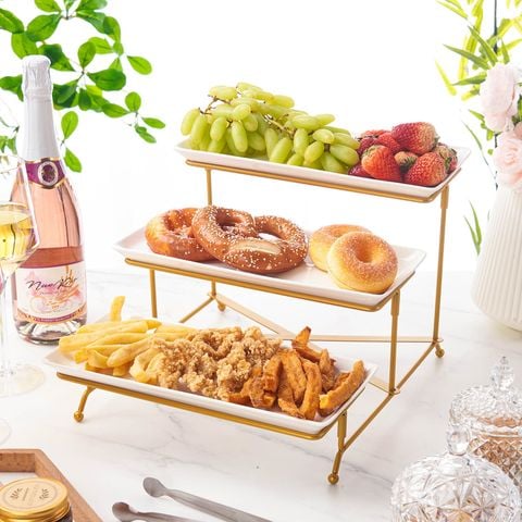 Kệ Trưng Bày Bánh Trái Cây Buffet 3 Tầng
