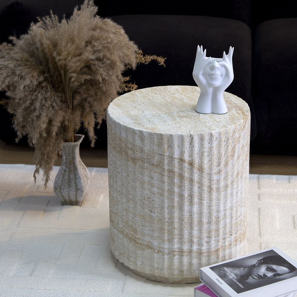 Bàn Phụ Dáng cột La Mã Giả Đá Travertine
