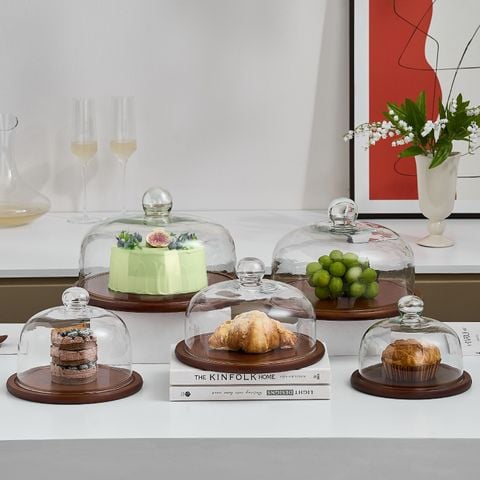 Dĩa Gỗ Cổ Điển Có Nắp Đậy Bày Trí Bàn Tiệc