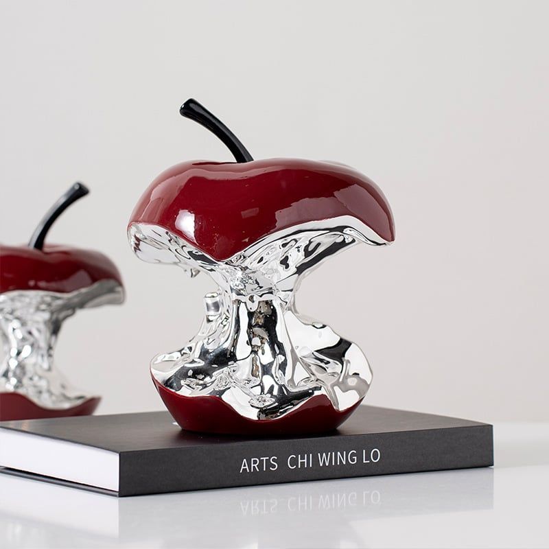 Tượng Decor Quả Táo Resin Trừu Tượng Phối Bạc