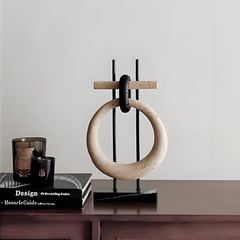 Tượng Decor Khối Tròn Hình Học Đế Đá Marble Wabi Sabi