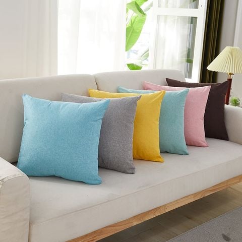 Vỏ Gối Tựa Lưng Sofa Vải Cotton Linen Trơn Nhiều Màu