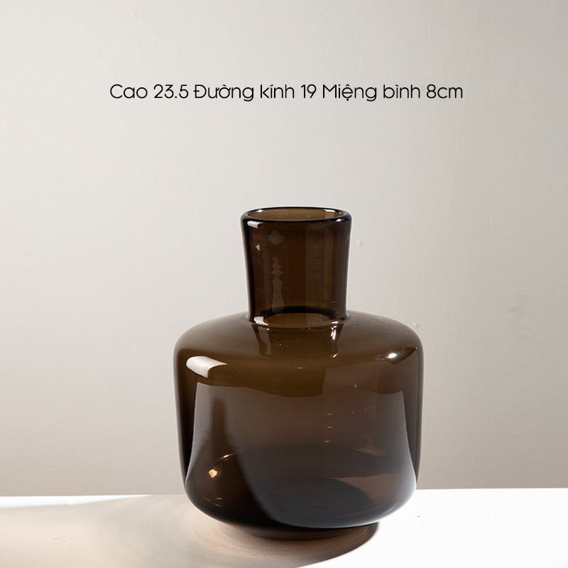 Bình Hoa Thủy Tinh Nâu Kiểu Pháp Gợn Sóng Sang Trọng