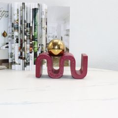 Đồ Trang Trí Hình Học Cong Trừu Tượng Phối Bóng Vàng