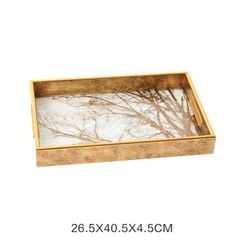 Khay Trang Trí Bằng Sứ Men Lam Họa Tiết Hình Cành Cây