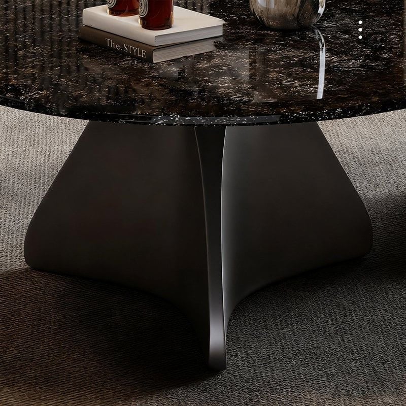 Bộ Bàn Trà Tròn Mặt Đá Marble Vân Mây Sang Trọng