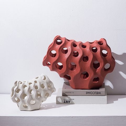 Bộ Đôi Tượng Trang Trí Hình Học San Hô Prisma