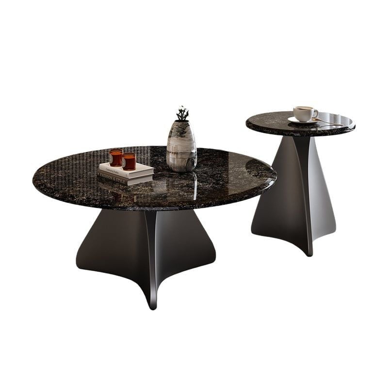 Bộ Bàn Trà Tròn Mặt Đá Marble Vân Mây Sang Trọng