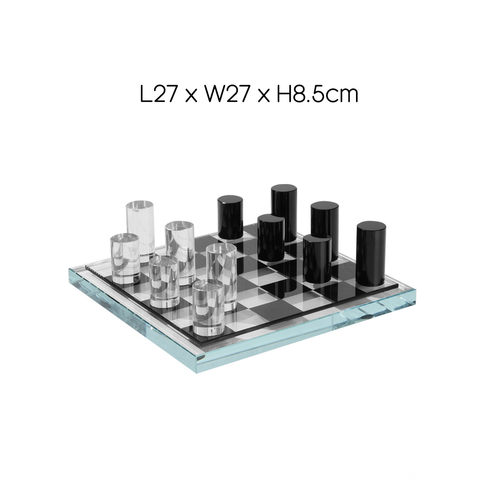 Đồ Decor Bàn Cờ Vua Hình Tròn Pha Lê Vuông Tròn Đen Trắng