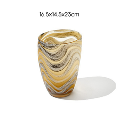 Bình Hoa Thủy Tinh Hổ Phách Thân Cao Gợn Vân Sóng Sang Trọng