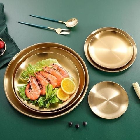 Dĩa Vàng Inox 201 Khay Decor Vàng Cho Bàn Tiệc