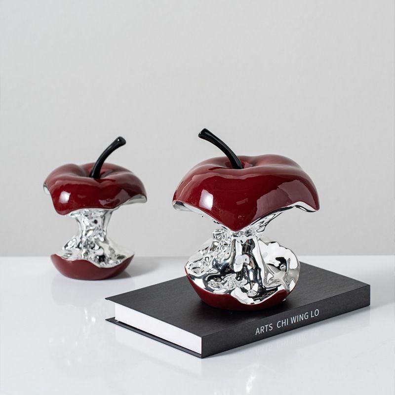 Tượng Decor Quả Táo Resin Trừu Tượng Phối Bạc