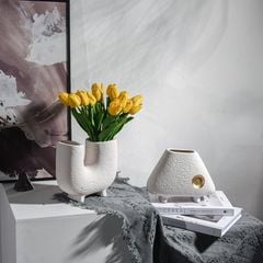 Bình Gốm Decor Tối Giản Họa Tiết Trừu Tượng Phối Vàng