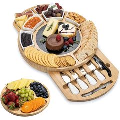 Khay Gỗ Decor Phô Mai Bánh Mì Có Kèm Phụ Kiện