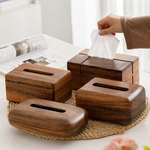 Hộp Đựng Khăn Giấy Gỗ Tự Nhiên Bo Góc Phong Cách Tối Giản