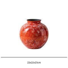 Bình Hoa Gốm Men Đỏ Tuyết Phong Cách Á Đông Cao Cấp