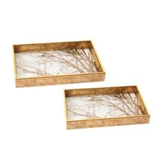Khay Trang Trí Bằng Sứ Men Lam Họa Tiết Hình Cành Cây