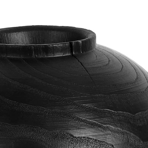 Bình Hoa Gỗ Đen Dáng Tròn Nghệ Thuật