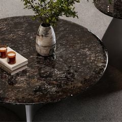 Bộ Bàn Trà Tròn Mặt Đá Marble Vân Mây Sang Trọng