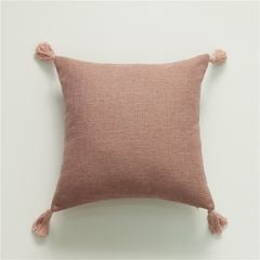 Vỏ Gối Tựa Lưng Sợi Lanh Cotton Tua Rua Nhật Bản Dệt Ánh Kim Trơn Màu