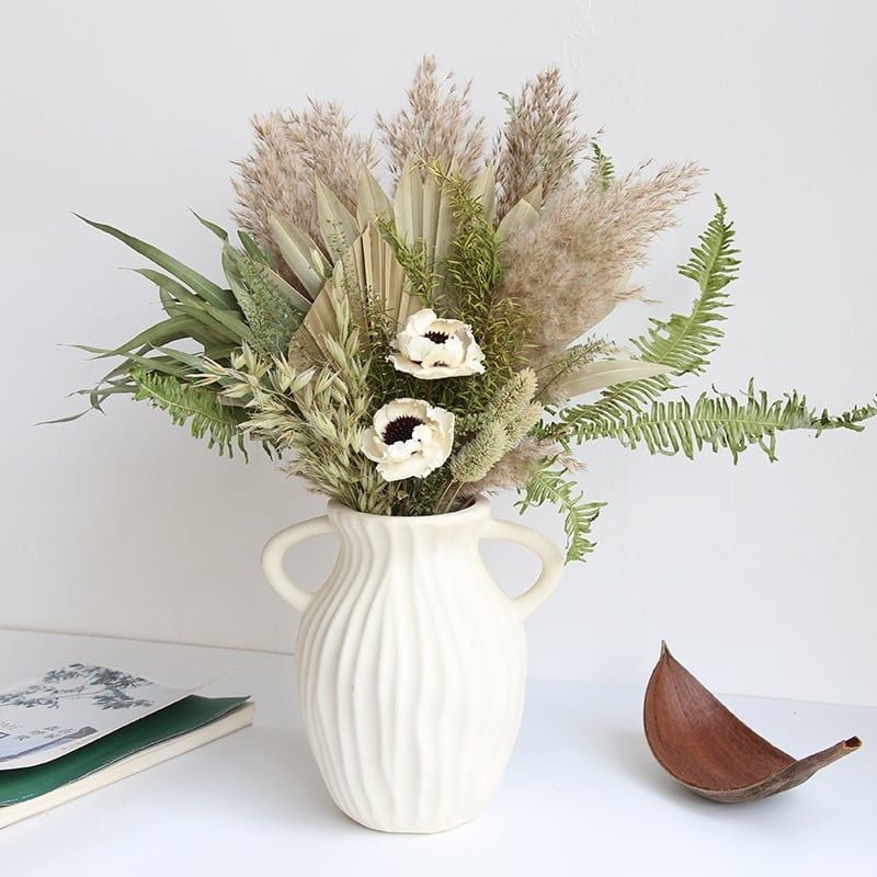 Bó Hoa Khô Mix Cỏ Lau Và Lá Cọ Phong Cách Boho Chic